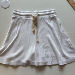 Sundry White Ribbed‎ Drawstring Mini Skirt Casual Athleisure XS